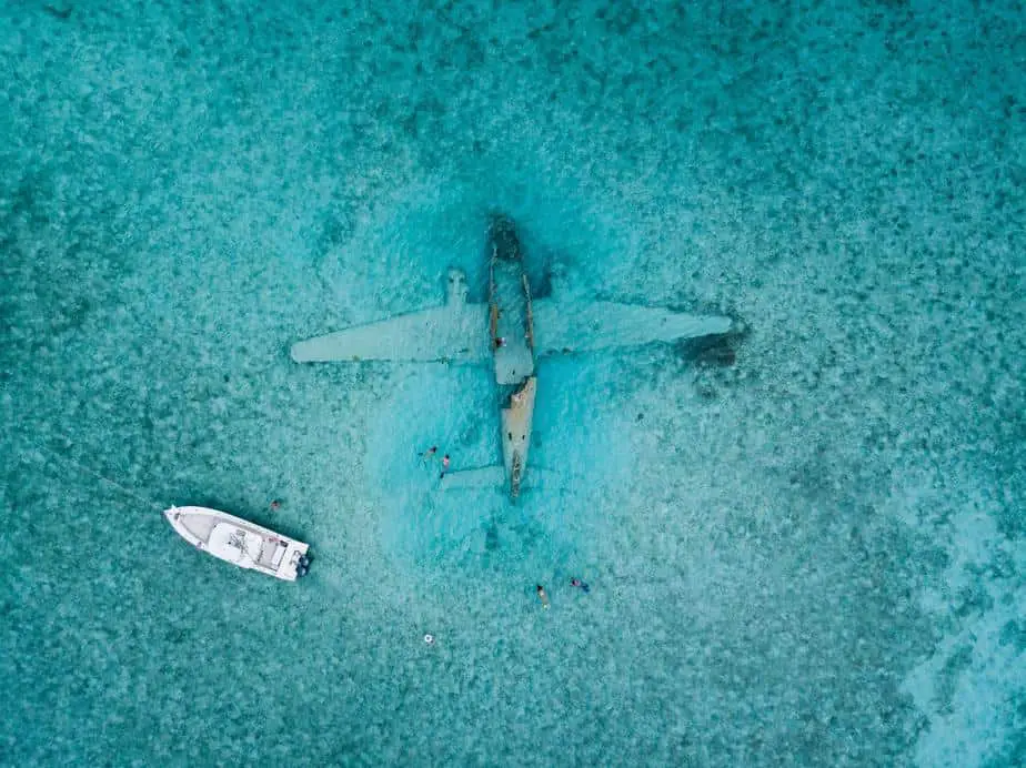 boat snorkeling plane wreckage