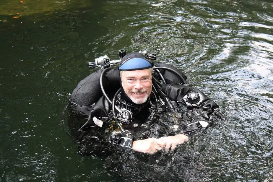 cave diver at the surface