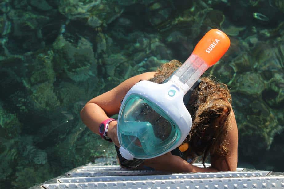 flat or curved full face snorkeling mask