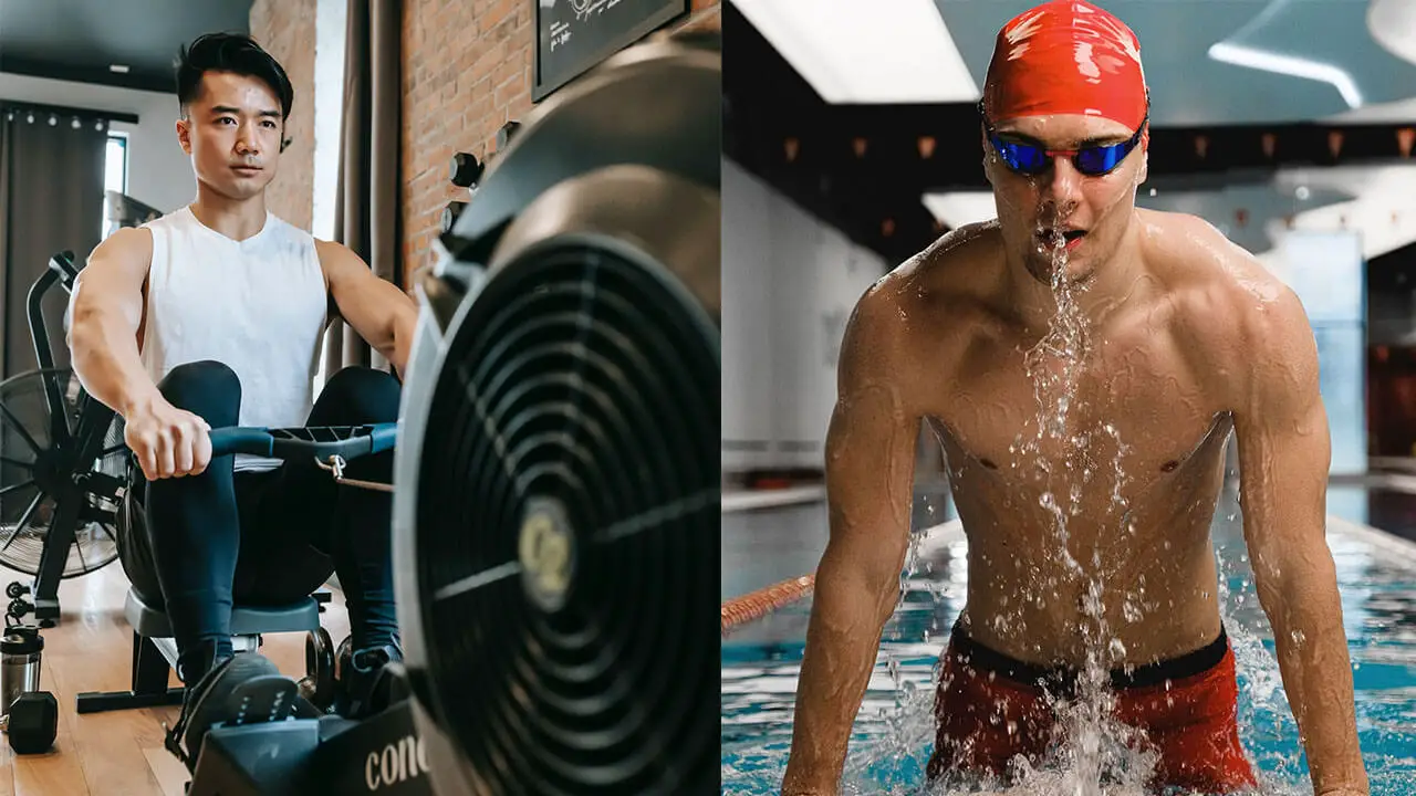 rowing machine vs swimming