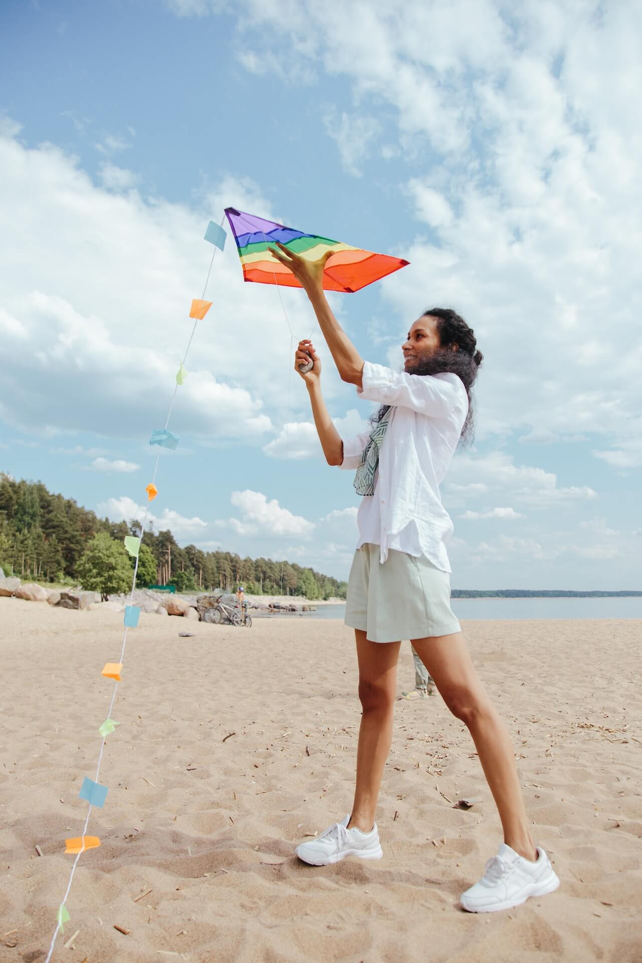 beach kite flying